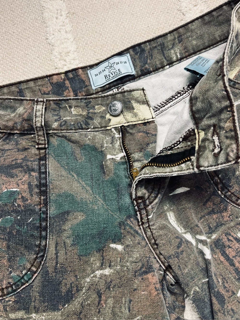 REVICE Denim Amelia Pant Oakland Cargo Pants Low Rise Revice Camo Pants Size 25 - Picture 5 of 15